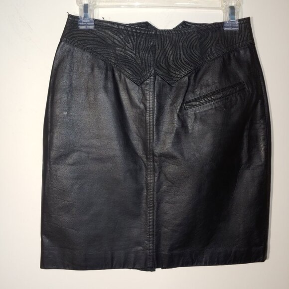 Bermans 100% Leather Mini Pencil Skirt Size 8 Black - Picture 1 of 8